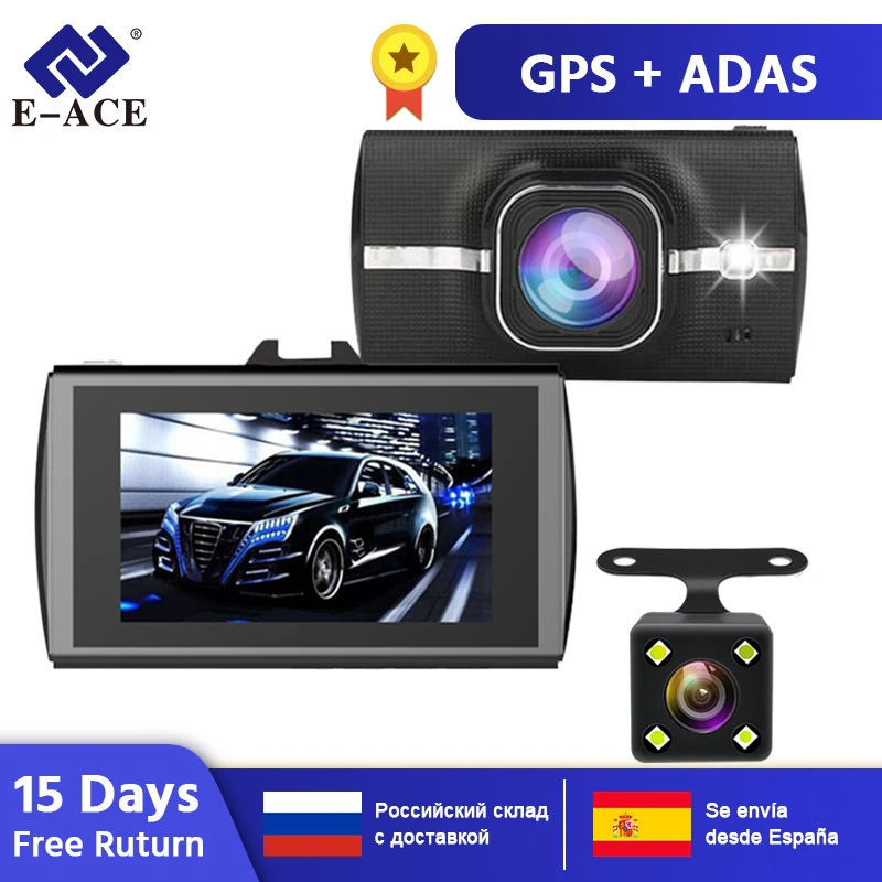 E-ACE Автомобильный видеорегистратор с gps трекером, видеорегистратор Full HD 1080 P, видеорегистратор ADAS LDWS, камера ночного видения, Автомобильный регистратор, видеорегистраторы