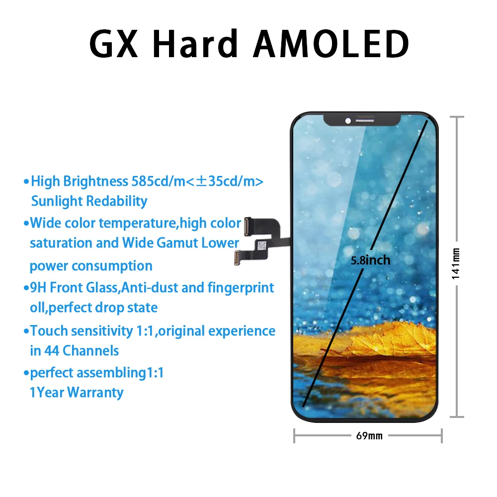 Quality AAA AMOLED GX No Dead Pixel For IPhone X