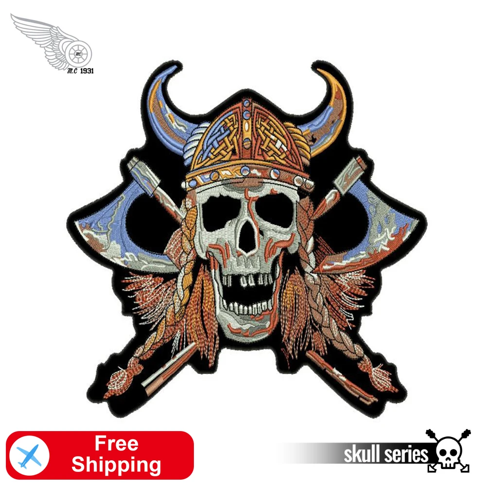 Нашивка с вышитыми воинами и аппликациями в виде черепа для байкеров аксессуары