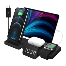 3 in 1 Wireless Ladegerät Stehen mit Uhr für Mehrere Geräte Lade Kompatibel mit Android/ iOS Handys Qi Wireless lade