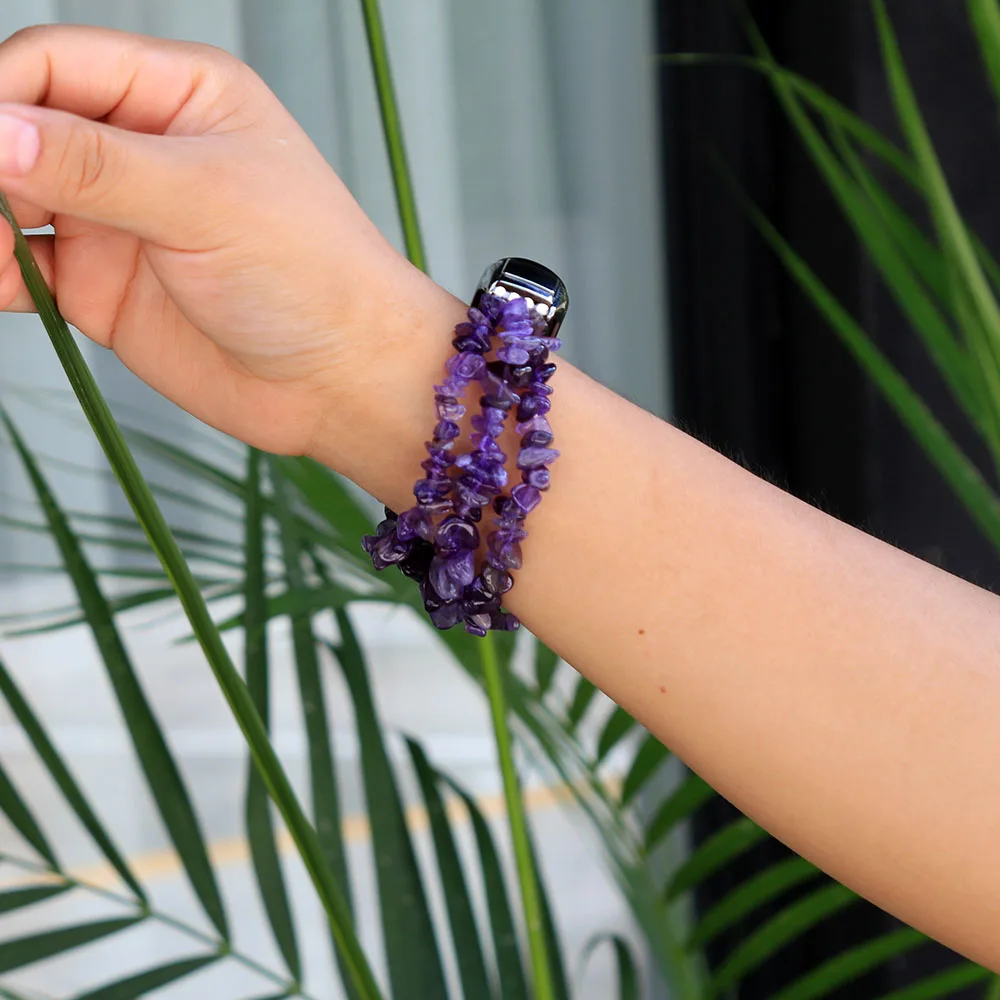 Pulseira de Relógio Faça Você Mesmo para mi Band Faixas com Pedra Natural Frisado Pulseira de Jóias para Xiaomi mi Banda Feminino Elegante Pulseira de Relógio - Image 5