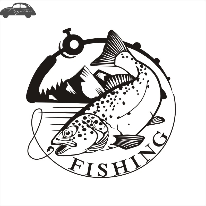 Pegatina Trout Fish Fishing Car Decal Squid Posters Boat Decals Decor Mural Wall Sticker Angling Hooks Shop Vinyl