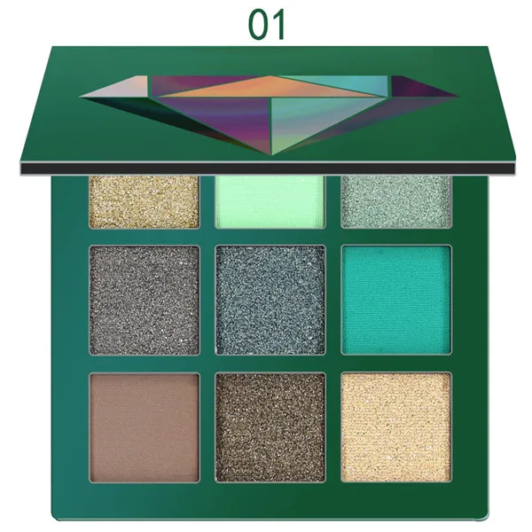 1 Новые 9 цветов блестящие тени для макияжа Палитра Shimmer and Shine Diamond Pallete матовые тени для век блестящая пудра пигмент косметика - Цвет: 1