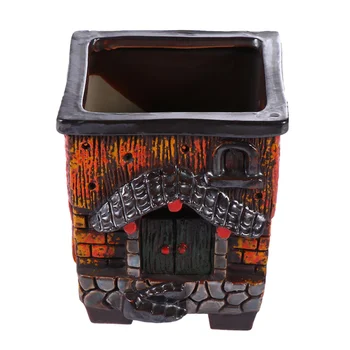 

House Pattern Bonsai Pots Vintage Ceramic Flower Pots Home Decoration for Garden