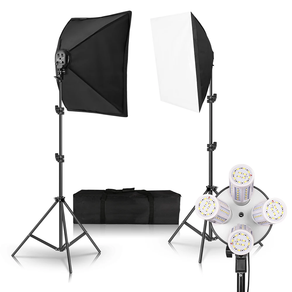 

Photo Studio Softbox Kit 8pcs LED 20w Photographic Lighting Kit Camera & Photo Accessories 2 light stand 2 softbox for Photo