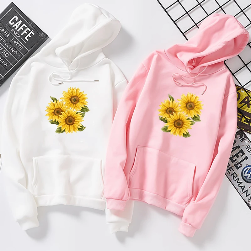  Hoodies Sweatshirt Women Harajuku Streetwear Sunflower Print Hoodie Winter Women Fashion Clothes Ka