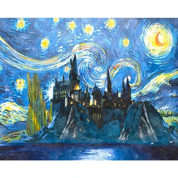 

Tableau Decoration Modern Digital Painting Free Shipping Abstract Oil Painting Starry Night Wall Decor Living Room Bedroom