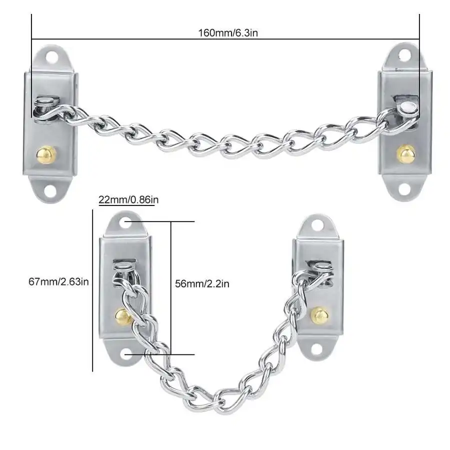 Door Chain Lock Security Door Chain Lock Stainless Steel Children Safety Anti-Theft Door Chain Lock Security For Aluminum Alloy Window