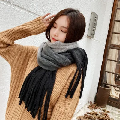 Bufanda invierno para mujer chales gruesos calientes envuelve para mujer bufandas sólidas manta calidad Pashmina D137 - Цвет: 8