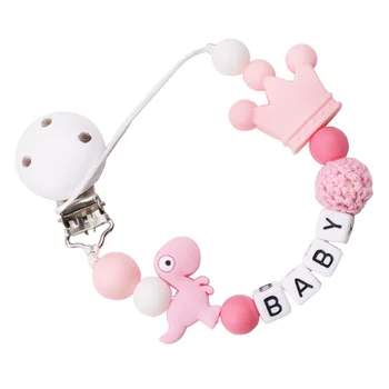 

1Pc Baby Pacifier Chain Silicone Infant Soother Pacifier Chain Baby Teether Ring Anti-drop Pacifier Strap Clip (Grey)