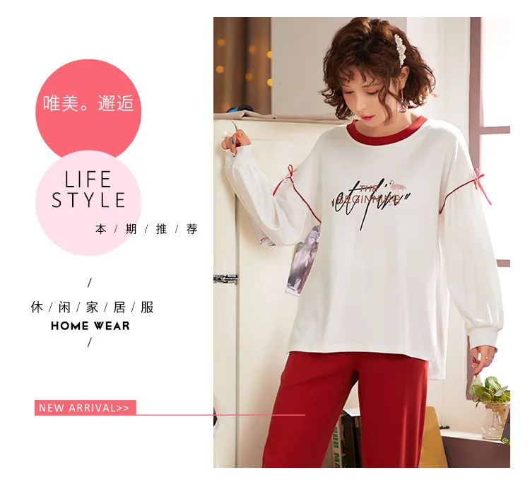 Women Pajamas Set Spring Autumn New Thin Cartoon Printed Long Sleeve Cute Sleepwear Casual Homewear Female Pyjamas
