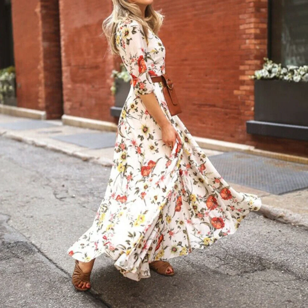 Женское винтажное коктейльное платье длинное макси с широким рукавом Вечерние