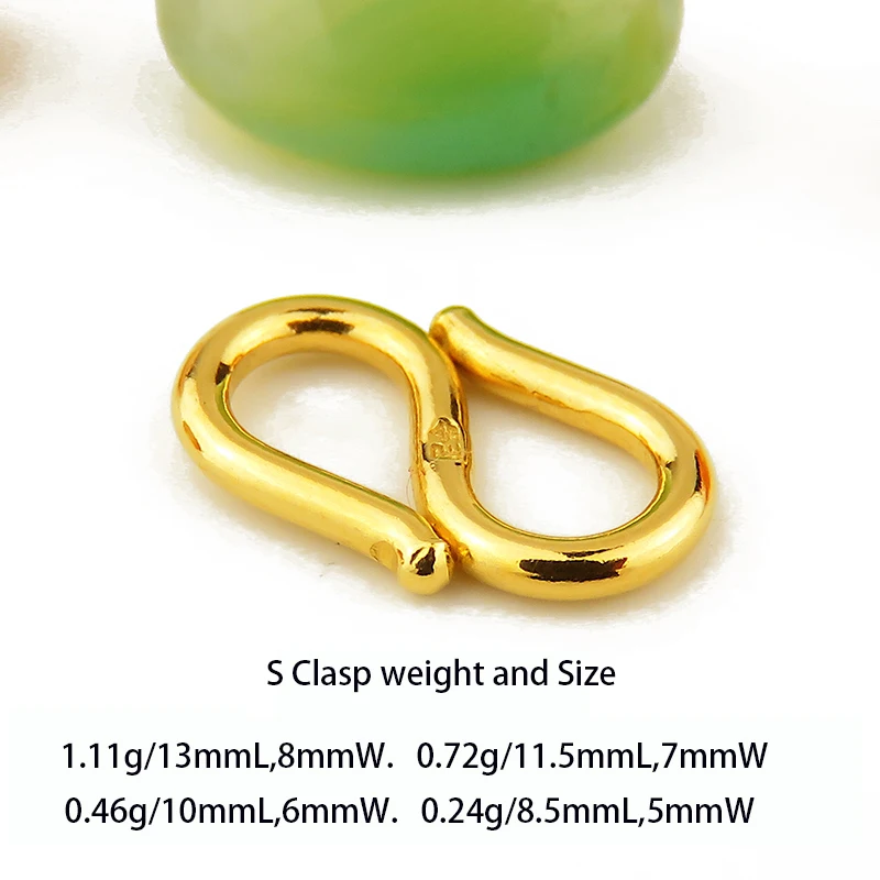 Real 24k Yellow Gold S Shape Clasp M Clasp Circle With Circle Can Suit For  Necklace Pure Chain
