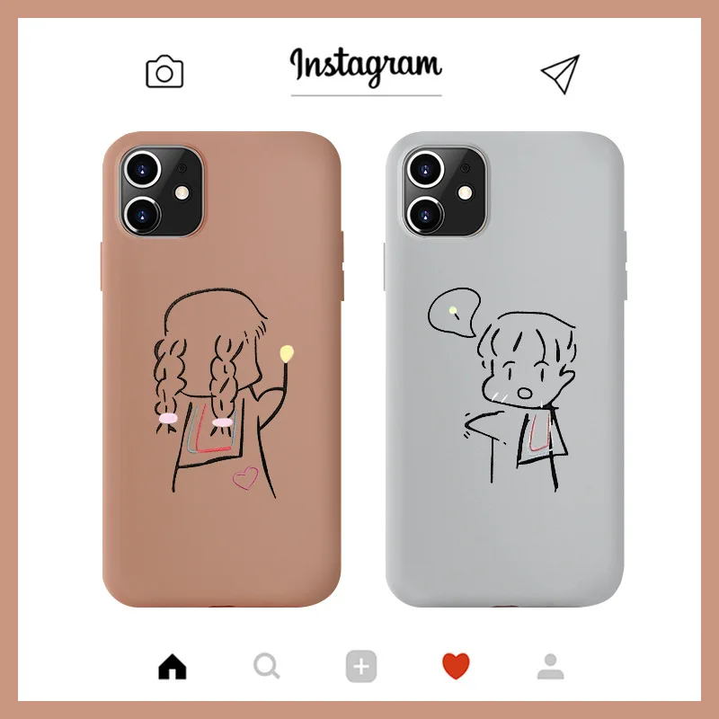 Suitable for Huawei Glory 20 6 7 8 9 10 v30pro series mobile phone case hand-painted boy and girl couple protection cover SP36 | Дом и сад