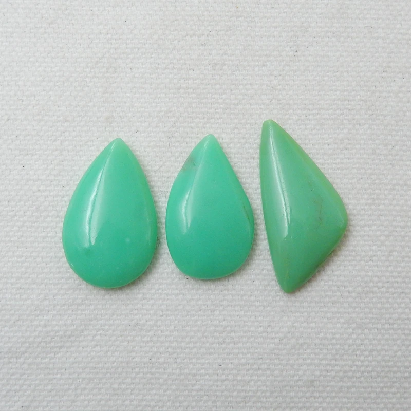 Новинка! Распродажа 3 шт натуральный камень Chrysoprase форма капли воды кабошоны 30x14x4