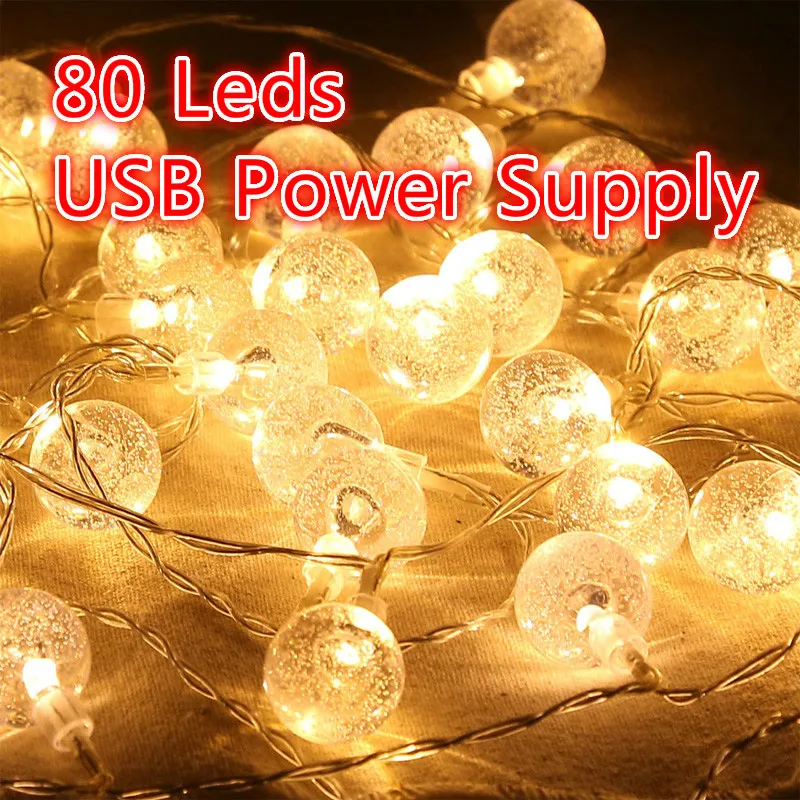 

80Leds USB String Lights Fairy Lights Patio Lights Waterproof for Lawn Garden Wedding Party Christmas Halloween Decorate Lantern