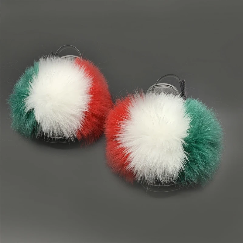 

Children's Fox Fur Slippers Girl's Fluffy Furry Sandals Kids Multi-color Fur HeelÂ Strap Slides Fashion High-quality Fur Shoes