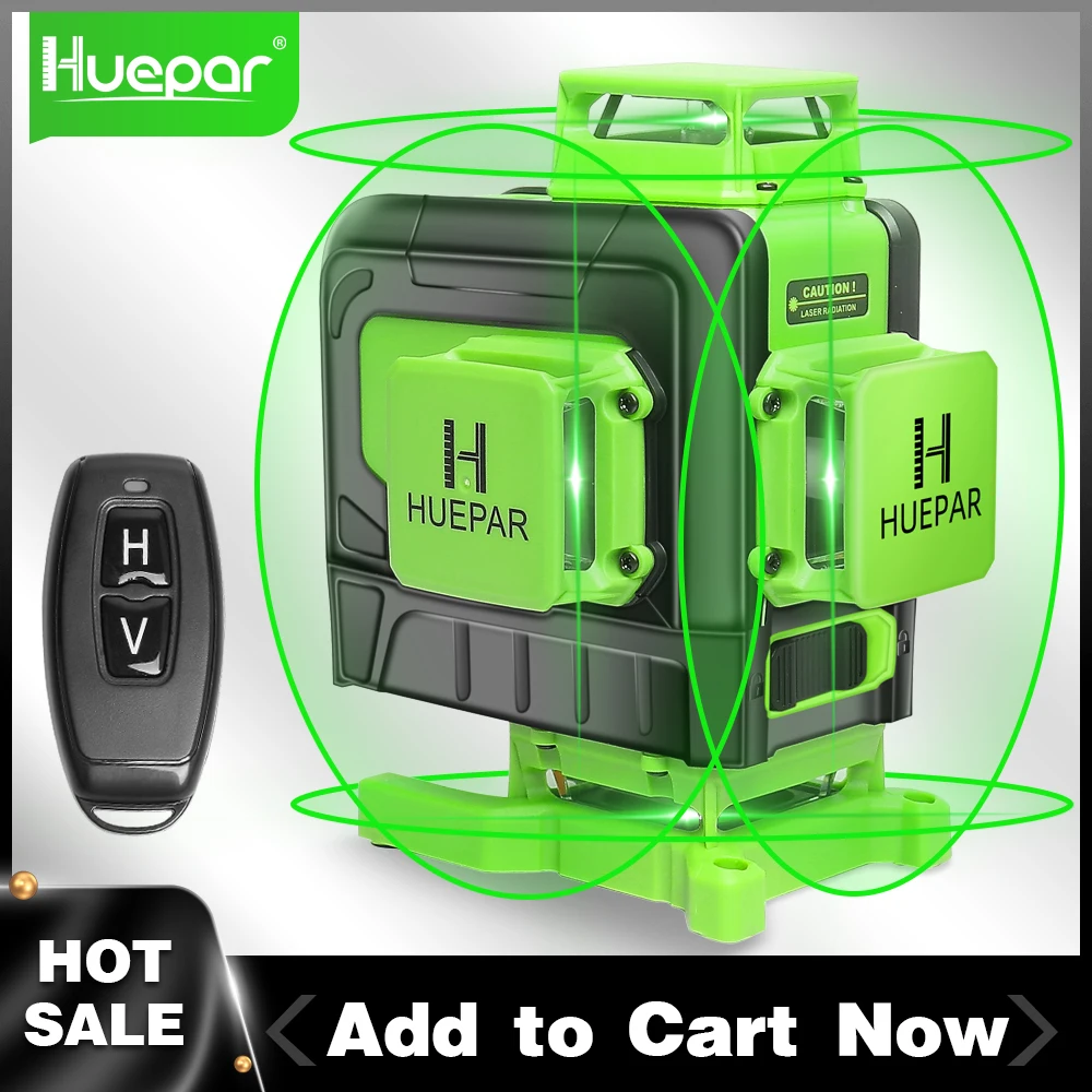 Лазерный уровень Huepar 4D 16-линейный Многофункциональный нивелир с литий-ионным