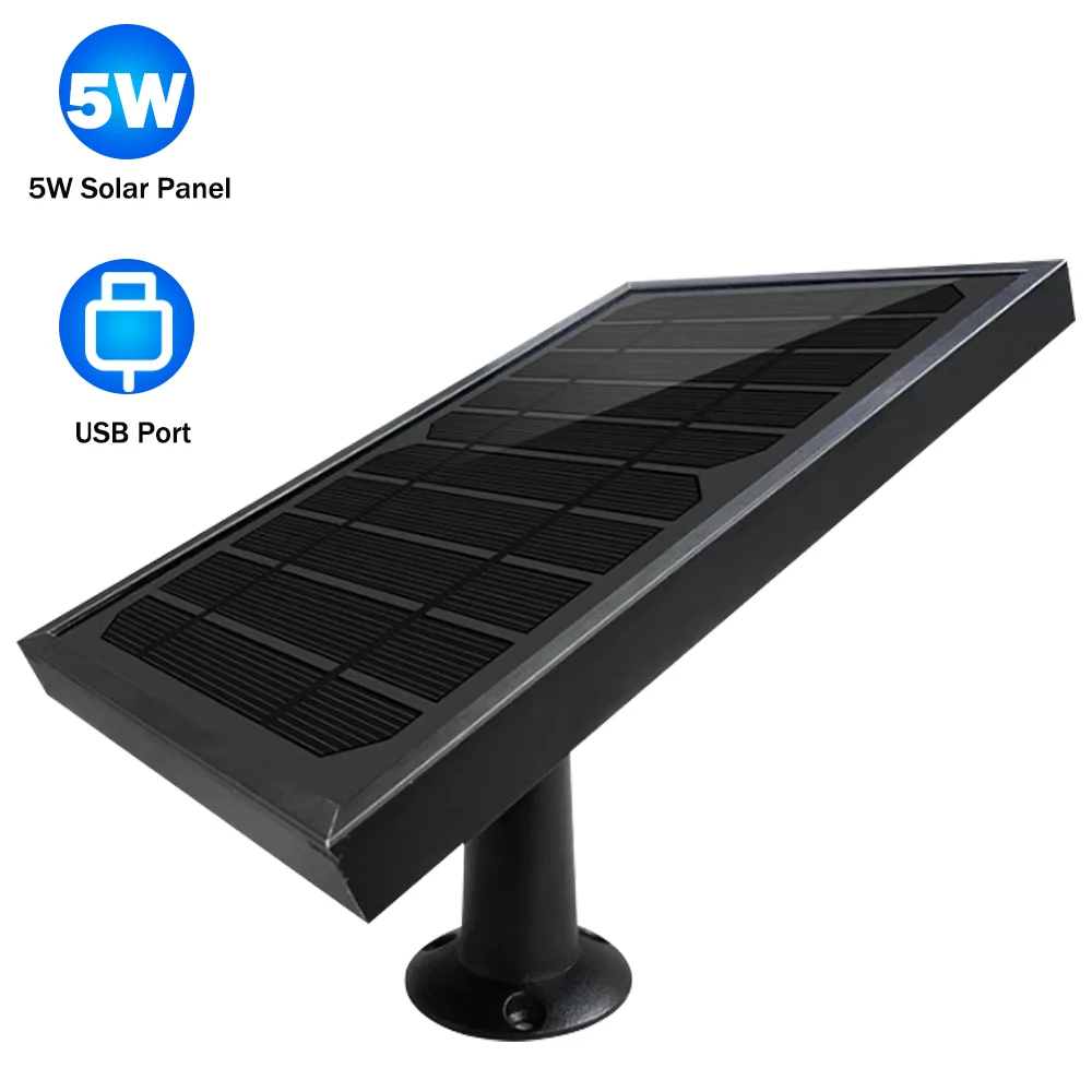 Hismaho 5W Solar Panel 5V/1A USB Port with 3 Meter Cable for Outdoor Security IP CCTV Camera Battery Charge