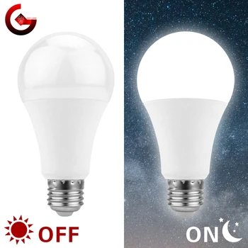황혼 새벽 전구 E27 5W 7W 9W 12W 센서 야외 조명 AC 110V 220V 85-265V 주 야간 조명 자동 켜기/끄기 LED 스마트 램프