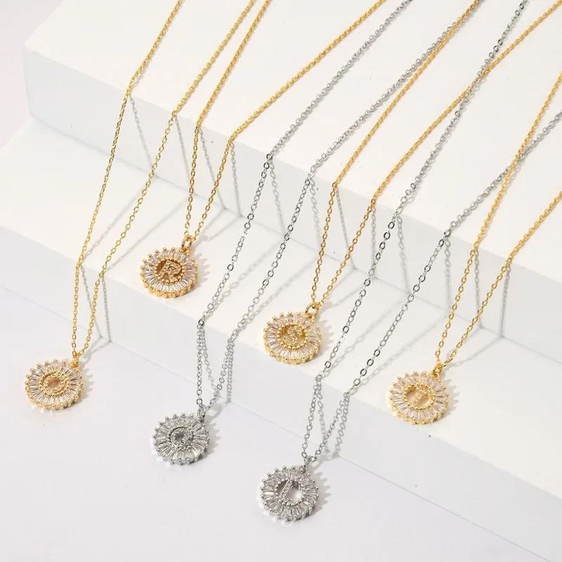 

Women Girls Initial Letter Necklace 26 Letters Charm Gold Name Necklace Pendant Top Quality Copper Zircon Jewelry Gift