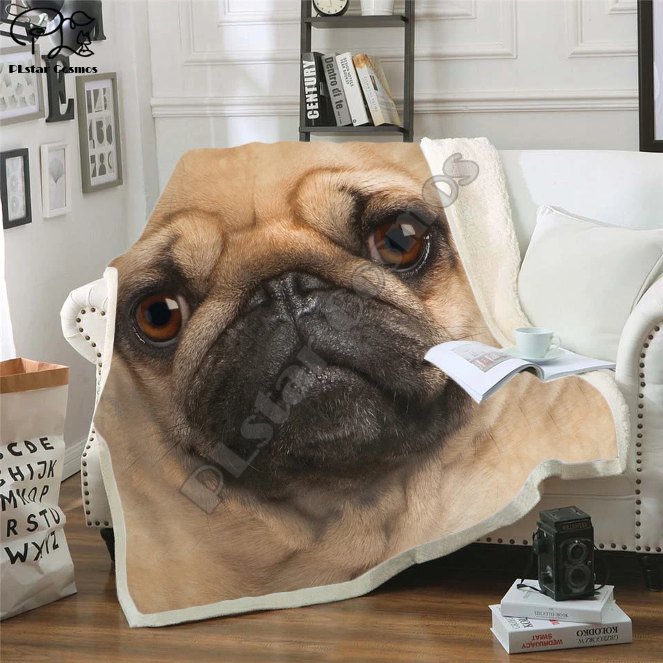 

Dog face 3D Printing Plush Fleece Blanket Adult Fashion Quilts Home Office Washable Duvet Casual Kids Girls Sherpa Blanket dog01