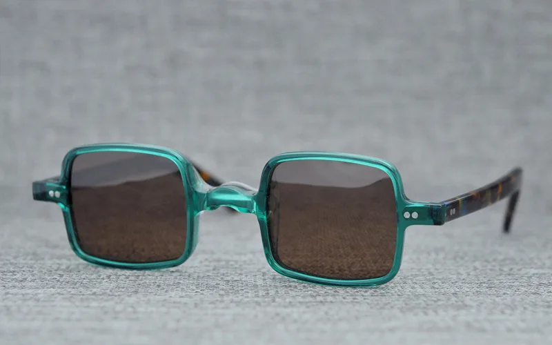 Acetate Vintage Polarized Sunglasses Men Women Brand Designer Square Sun Glasses for Men Retro Small Sunglass Black UV400 Oculos - Цвет линз: Green Tea