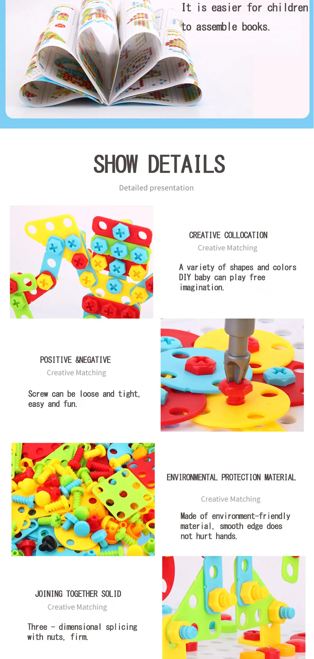 Горячая Новые детские игрушки сверла Развивающие игрушки DIY болтов и гаек, детский набор игрушек Пластик мальчик головоломка мозаичный