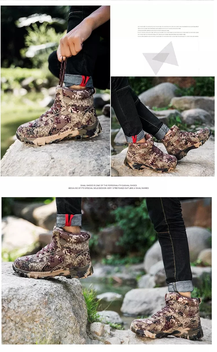 Новые зимние шерстяные мужские водонепроницаемые походные сапоги больших размеров мужские камуфляжные военные теплые сапоги мужские армейские сапоги треккинговые ботинки