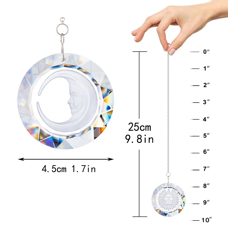 Sun Catcher Crystal Pendant Sun Catchers H&D Set 2,45mm Hanging Crystals Suncatcher Round Prisms Pendant Rainbow Maker for Home Window Car Decor Gifts