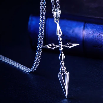 

Fate Zero Saber Pendant Silver 925 Sterling Cross Jewelry Necklace Anime Role Emiya Kiritsugu Cosplay Birthday Necklace Gift