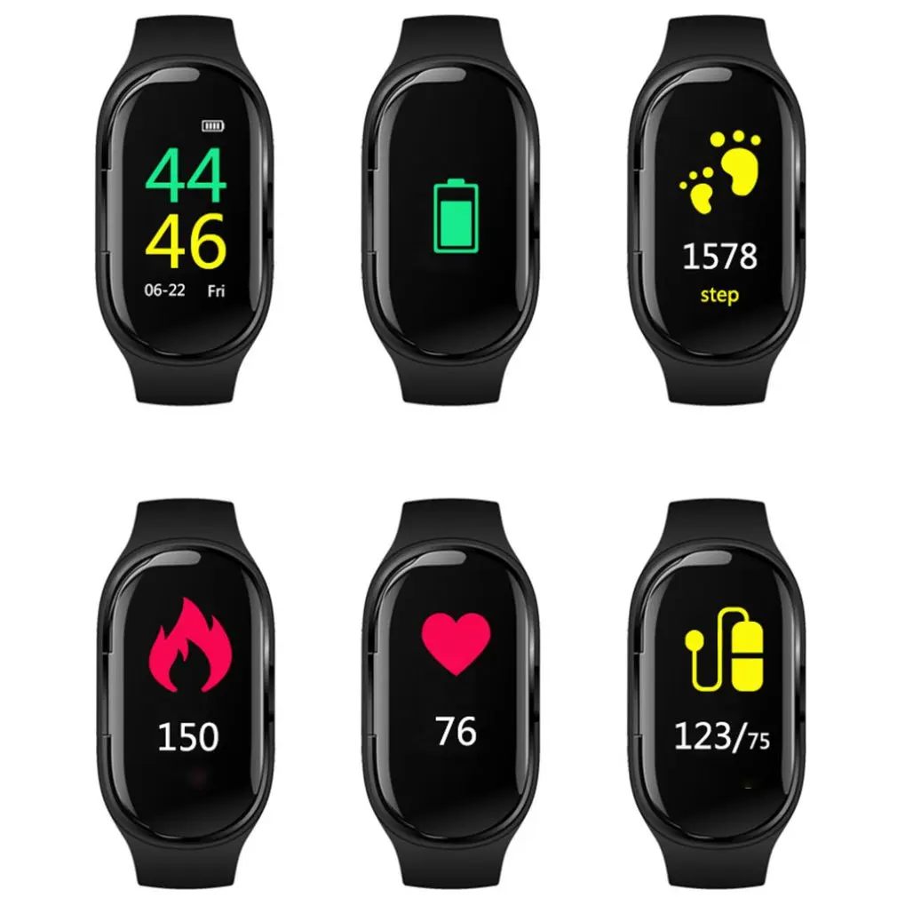 

M1 Newest AI Smart Watch Earphone Heart Rate Monitor Smart Wristband Long Time Standby Sport Watch Men