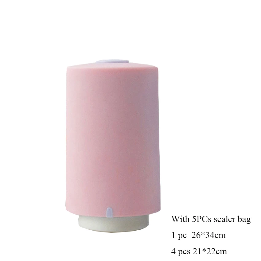 Pink Мини автоматический компрессионный вакуумный насос usb зарядка портативная герметичная вакуумная машина для пищевых продуктов с мешком для сохранения пищевых продуктов - Цвет: Pink