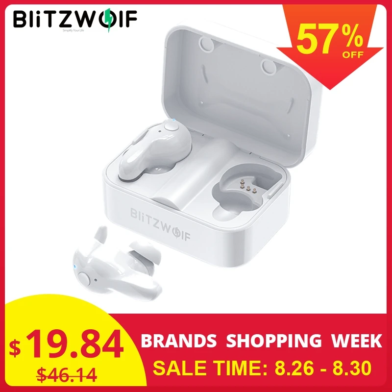 1347.47 руб. 57% СКИДКА|[Белый] Blitzwolf BW FYE1 TWS Беспроводные Bluetooth 5,0 наушники двусторонний вызов Авто Paring стерео наушники вкладыши с зарядным устройством-in Наушники и гарнитуры from Бытовая электроника on Aliexpress.com | Alibaba Group