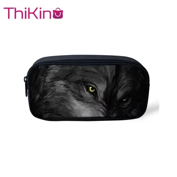 

Thikin Moonlight Wolf Casual Pencil Bags Pen Bag for Boys Pen Case Student Makeup Storage HandBags Pen Purses for Kids