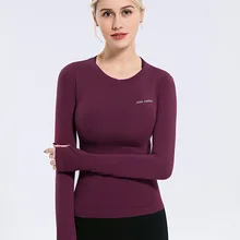 Спортивные рубашки для спортзала, фитнеса, йоги, бесшовный короткий топ с длинным рукавом для женщин, спортивный топ для тренировок, бега, дышащие рубашки