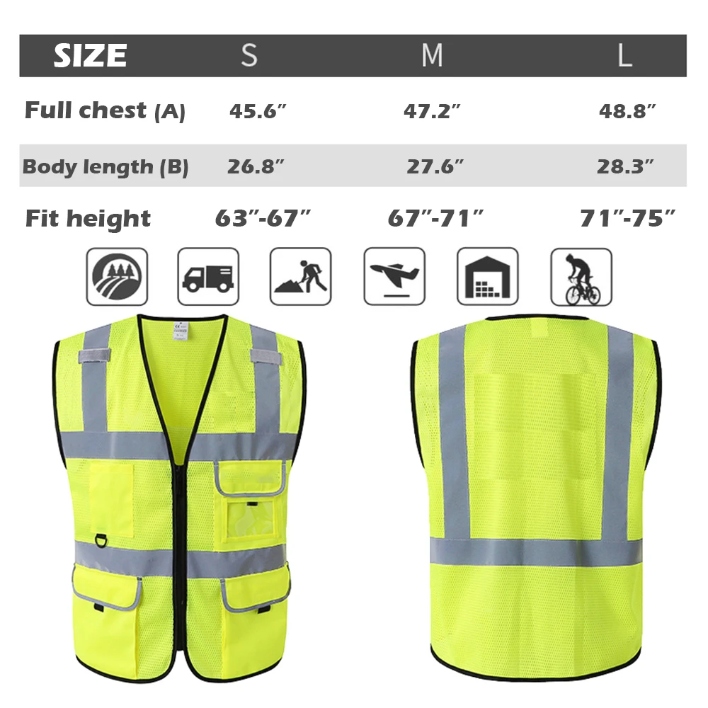 High Visibility Reflective Vest Night Warning Running Vest Women Motorcycle Men Jacket for Summer hi Vis Workerar