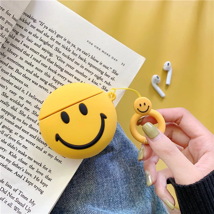 

Earphone Case For Airpods 2 Case Cute Smiley Face Headphone Case Protective Cover Accessories for Apple Air pods Charging Box