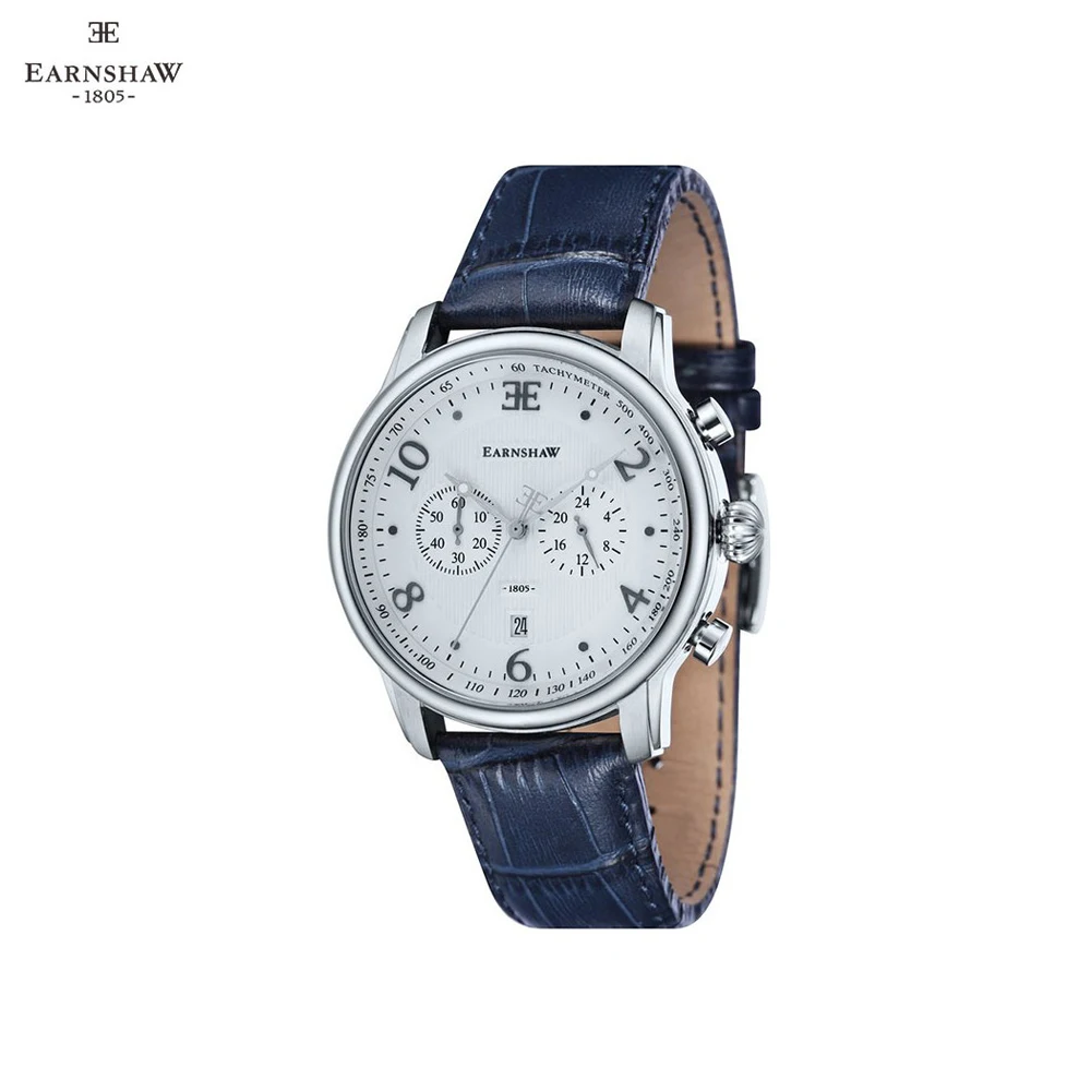 Наручные часы Earnshaw ES-8058-01 мужские с кварцевым хронографом на кожаном ремешке
