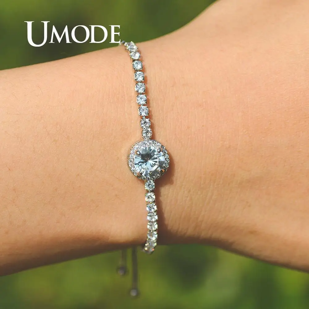 Женские небольшие круглые теннисные браслеты UMODE свадебные с прозрачным