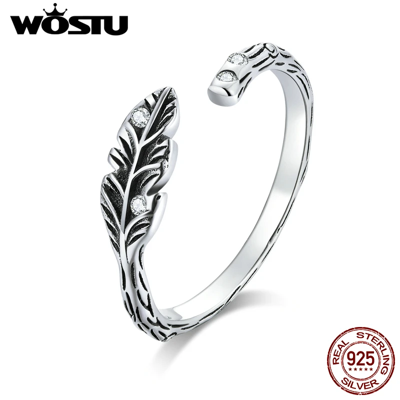WOSTU 925 пробы Серебряный Длинный хвост мышь открытые Регулируемые кольца вечерние
