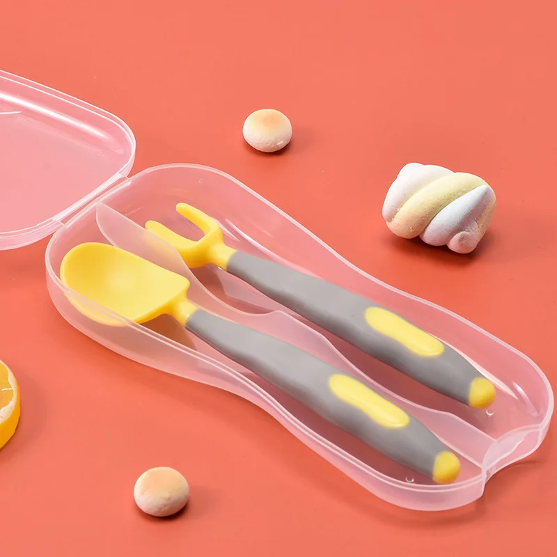 Get This Utensils Spoon-Set Tableware Baby Silicone Bending-Fork Children with Box Food-Fruit RLwqe6JppkV