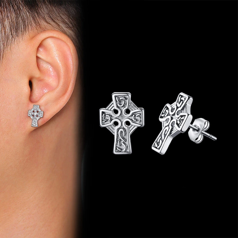 Trendy Men Celtic Knot Cross Stud Earrings Stainless Steel HipHop Daily Earring Jewelry | Украшения и аксессуары