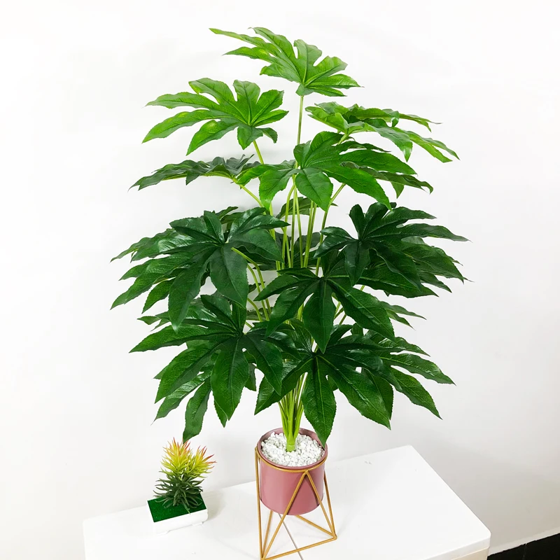 

75cm 24 Forks Large Artificial Palm Tree Fake Monstera Branch Tropical Plants Plastic Palm Leaves For Home Wedding Office Decor