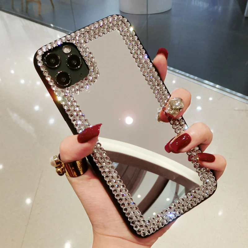 Зеркальный чехол с алмазной вспышкой для iPhone 4 6 6S 7 8 Plus зеркальный блестящий X XS 11