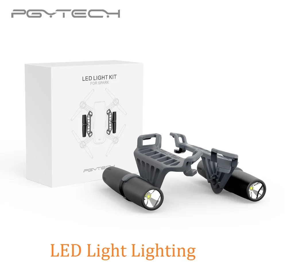 LED light lignting PGYTECH аксессуары для DJI Spark держатель пропеллера/Шасси стояки/посадочная площадка/Пропеллер Защита/держатель для пульта дистанционного управления - Цвет: LED light lignting