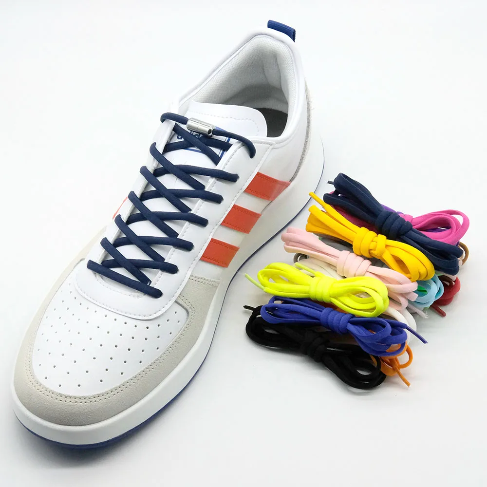 New Elastic Shoe Laces Round No Tie Shoelaces for Kids and Adult Shoelace for Sneakers Quick Lazy Laces Colorful Capsule Buckle
