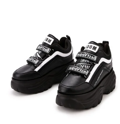 Trendy Brand women's sneakers,HighTop leather Female Platform Sneakers Chunky Ankle Boots Women autumn Femme basketball shoes - Цвет: 4