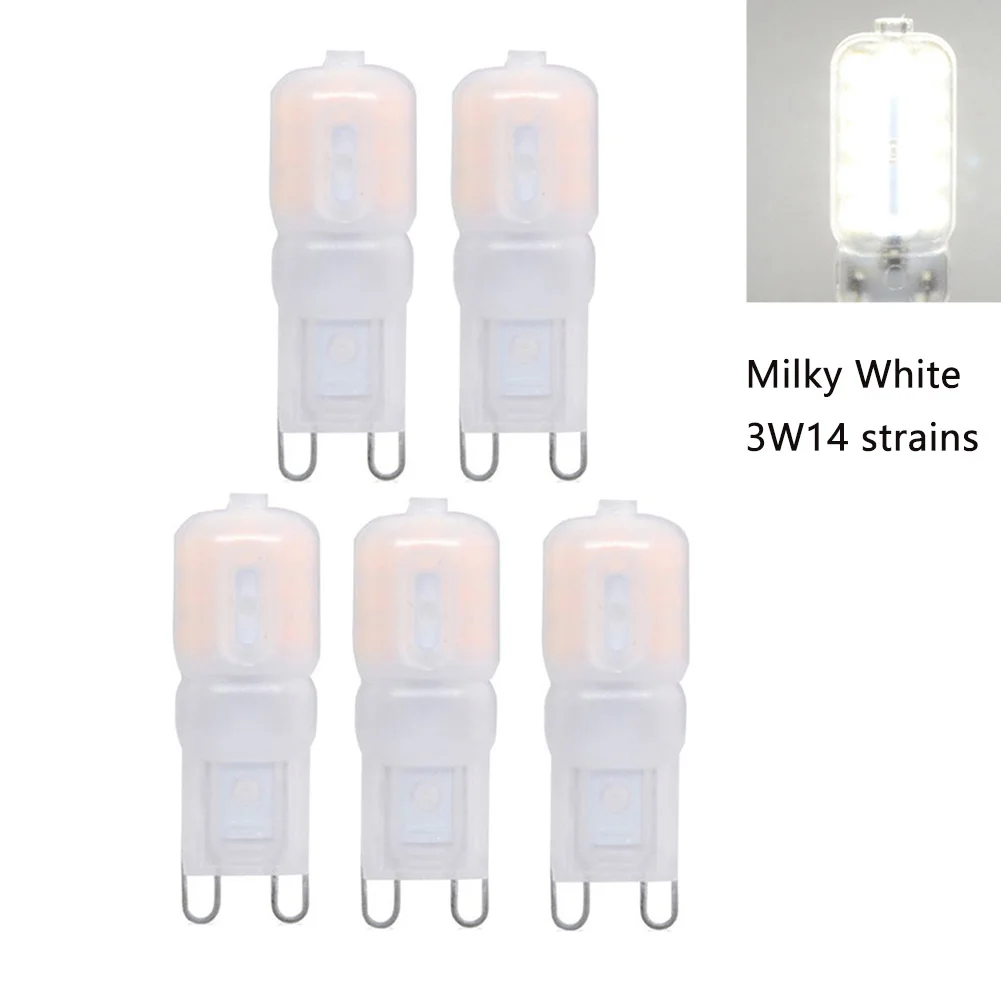 Milky White 3W 5 шт., энергосберегающий, для сада, дома, Яркость G9, с регулируемой яркостью, универсальный ПК, легко устанавливается, светодиодный светильник, 720 градусов, в форме кукурузы - Испускаемый цвет: Milky White 3W