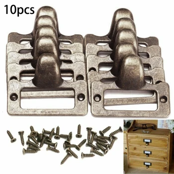 

10x Brass Drawer Label Pull Cabinet Frame Handle File Name Card Holder 20*Screws Label Pull Frame Name Card Holder Cabinet Drawe